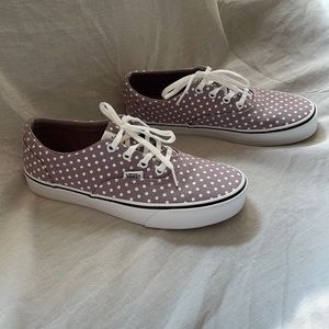 Purple with white polka dots women’s Vans